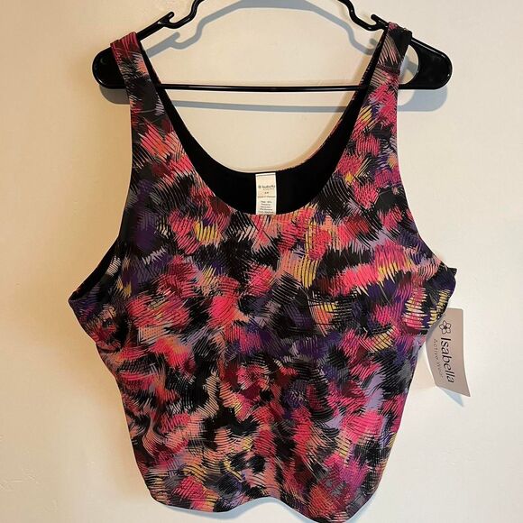 NWT Isabella Colorful cropped active tank top with built-in bra. Size 3x - Picture 1 of 6